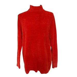 NWT American Sweetheart Orange Chenille Mock Neck Sweater Size Medium